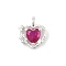 925 Sterling Silver Micro Pave Cubic Zirconia Pendants, Heart Charms, Fuchsia, 6.5x6x2mm, Hole: 0.9mm
