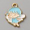 Alloy Enamel Pendants, Golden, Angel Charm, Sky Blue, 18.5x14x1mm, Hole: 1.8mm