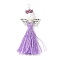 Glass Pearl Round Beaded with Polycotton Tassel Big Pendants, with Japanese Seed Beads, Angel Charms, Medium Purple, 52~54x22x8mm, Hole: 2mm