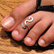 Boho Adjustable Brass Twisted Wire Wrapped Long Toe Rings, Platinum, US Size 1 3/4~4 1/4(13~15mm)