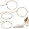 4Pcs 2 Styles Plastic Pearl Beaded Anklets Set, with Alloy Arch Links, Golden, 9~9-5/8 inch(22.8~24.5cm), 2pcs/style