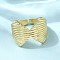 Brass Cuff Rings for Women, Real 18K Gold Plated, Shell Shape, 16mm