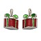 Silver Plated Alloy Enamel Pendants, Christmas Gift, Red & Green, 20.5x15x7mm, Hole: 3mm