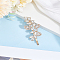 1pc Alloy Hair Bobby Pins, with Crystal Rhinestone, Leaf, Golden, 81x32x10mm