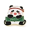 Panda Theme Enamel Pins, Alloy Lapel Pin Backs for Backpack Clothes, Panda Theme Enamel Pins, Alloy Lapel Pin Backs for Backpack Clothes, Struggling Panda, Green, 32x33.5mm