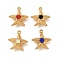 304 Stainless Steel Pendants, Starfish Charm, with Rhinestone, Ion Plating(IP), Real 18K Gold Plated, 17x17x8.5mm, Hole: 1mm
