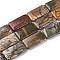 Natural Picasso Stone Beads Strands, Rectangle, 45x25x7~7.5mm, Hole: 1.6mm, about 9pcs/strand, 15.9 inch(40.5cm)
