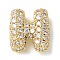 Brass Micro Pave Cubic Zirconia Beads, Letter, Rack Plating, Long-Lasting Plated, Real 18K Gold Plated, Letter H, 10.5x9.5x4.5mm, Hole: 2.5x2mm