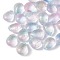 Two Tone Transparent Spray Painted Glass Beads, Top Drilled Beads, with Glitter Powder, Frosted, Teardrop, Light Blue, 12.5x9.5x7mm, Hole: 1mm