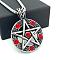 Stainless Steel Ruby Rhinestone Star Pendant Necklaces for Unisex, Stainless Steel Color