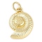 Rack Plating Brass Pendants, Long-Lasting Plated, Cadmium Free & Lead Free, Real 18K Gold Plated, with Jump Ring, Shell Shape, 16x12x2.5mm, Hole: 3.5mm