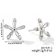 Chic Minimalist Flower Brass Clear Cubic Zirconia Stud Earrings, Elegant, Unique, Delicate, European and American Style, Silver, 14x15mm