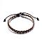 Adjustable Braided Leather Cord Bracelets, Black, 2-1/2 inch(66mm)
