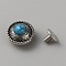Alloy Buttons, with Imitation Synthetic Turquoise & Screw, for Purse, Bags, Leather Crafts Decoration, Flat Round, Deep Sky Blue, 1.2x0.8cm