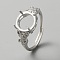 Adjustable Brass Solitaire Ring Settings, 4 Claw Prong Ring Settings, Butterfly, Platinum, US Size 7 3/4(17.9mm), Tray: 10mm