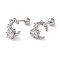 Star Brass Micro Pave Clear Cubic Zirconia Cartilage Earrings, Platinum, 8.8x10.4mm