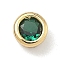 Flat Round Brass Micro Pave Cubic Zirconia Cabochons, Rack Plating, Long-Lasting Plated, Lead Free & Cadmium Free, Real 18K Gold Plated, Green, 5x3.5mm