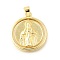 Brass Pendants, Rotatable Pendants, Flat Round with Virgin Pattern, Real 18K Gold Plated, 29x25.5x3.5mm, Hole: 6x4mm
