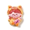 Opaque Resin Decoden Cabochons, Cartoon Girl, Orange, 30x22.5x9.5mm