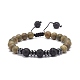 Bracelet de perles tressées en pierre de lave naturelle et bois BJEW-JB08537-4