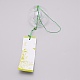 日本の丸い絵ガラス風鈴  ポリエステルコード付き  プラスチックビーズ  長方形の紙カード  花柄  400mm CF-TAC0001-05A-2