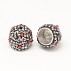Platinum Plated Brass Polymer Clay Rhinestone Cord Ends RB-L025-25C-2