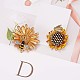 2Pcs 2 Style Sunflower and Bee Clear Cubic Zirconia Badges Pins with Enamel JX167A-4