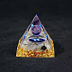 樹脂オルゴナイトピラミッドホームディスプレイ装飾  天然アメジスト/天然石チップ付き  星座  双子座  50x50x50mm G-PW0004-57I-1