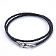 Two Loops Braided Leather Cord Wrap Bracelets BJEW-F291-26P-1