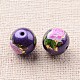 Flower Picture Printed Glass Round Beads GLAA-J088-10mm-B-3