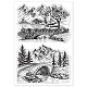 GLOBLELAND Realistic Landscape Background Clear Stamps Bridge River Tree Idyllic Scenery Silicone Clear Stamp Seals for Cards Making DIY Scrapbooking Photo Journal Album Decoration DIY-WH0167-56-1136-8