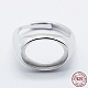 Rhodium Plated 925 Sterling Silver Finger Ring Components STER-G027-12P-1