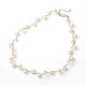 Collares de perlas de cristal de latón para mujer de moda NJEW-JN00845-01-2
