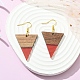 Boucles d'oreilles pendantes triangle en résine et bois de noyer EJEW-JE05505-02-3