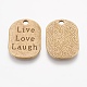 Tibetan Style Alloy Flat Oval Carved Affirmation Word Live Love Laugh Pendants TIBEP-22066-AB-NR-2