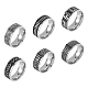 6 шт. набор из 6 колец в стиле ретро из нержавеющей стали RJEW-FI0001-15-1
