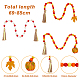 SUPERFINDINGS 3Pcs 3 Style Halloween Wood Beads Garland with Tassel Wood Bead Chains with Pumpkin and Maple Leaf Pendant Farmhouse Home Holiday Hanging Decorations 69-85cm HJEW-AB00040-2