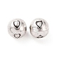 Tibetan Style Alloy Round Carved Heart Spacer Beads TIBEB-O004-83-3