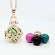 Trendy Women's Brass Rolo Chain Leaf Cage Pendant Necklaces NJEW-F053-14-2