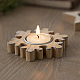 Portacandele natalizio in legno con vassoio in metallo CAND-PW0013-63A-2