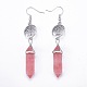 Pointed Bullet Natural & Synthetic Mixed Gemstone Dangle Earrings EJEW-K084-B-5