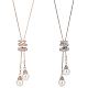 Anattasoul collana lariat con pendente in perla d'imitazione di plastica a 2 colori con strass di cristallo NJEW-AN0001-18-1