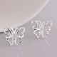 Butterfly Silver Color Plated Brass Cubic Zirconia Stud Earrings EJEW-BB10084-2