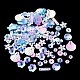 レインボー虹色PVCスパンコールビーズ&リンク&ペンダント  混合図形  花/雪の結晶/楕円形  ディープスカイブルー  4~20x4~20x0.3~6mm  穴：0.8~4mm  約131個/袋 PVC-C001-01F-3