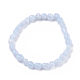 Bracelets extensibles en perles d'agate de dentelle bleue naturelle BJEW-K213-37-2