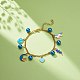 Alloy Enamel & Glass Pearl Charm Bracelet with 304 Stainless Steel Chains for Women BJEW-JB08707-02-2