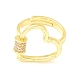 Verstellbarer Ring mit offenem Herzen aus klarem Zirkonia für Damen ZIRC-P096-01G-2