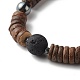 Natural Coconut Rondelle Beads Stretch Bracelet for Men Women BJEW-JB06771-01-4