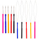 Unicraftale 10Pcs 10 Style Plastic Crochet Hooks & Stainless Steel Hair Extension Loop Needle Threader TOOL-UN0001-31-1