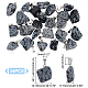 UNICRAFTALE 24Pcs Nuggets Pendants Natural Snowflake Obsidian Pendants with Stainless Steel Snap On Bails 15~35mm Long Snowflake Gemstone Pendant Quartz Charms Stone for DIY Necklace Jewelry Making G-UN0001-16B-3